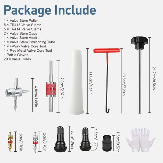38-Piece Tire Valve Stem Core Removal & Replacement Kit