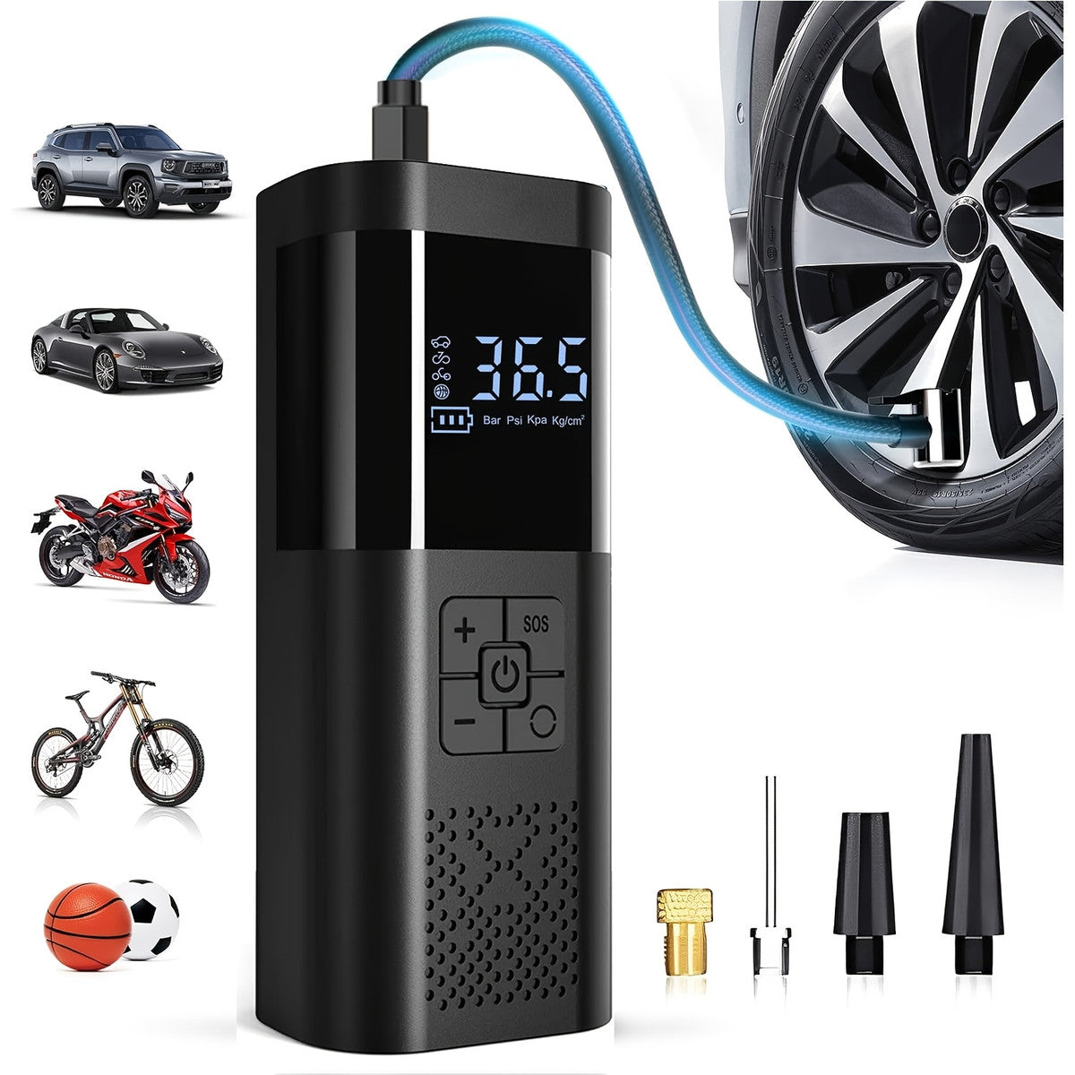 VC-027 150 PSI Portable Tire Inflator with LED Light for tire pressure service