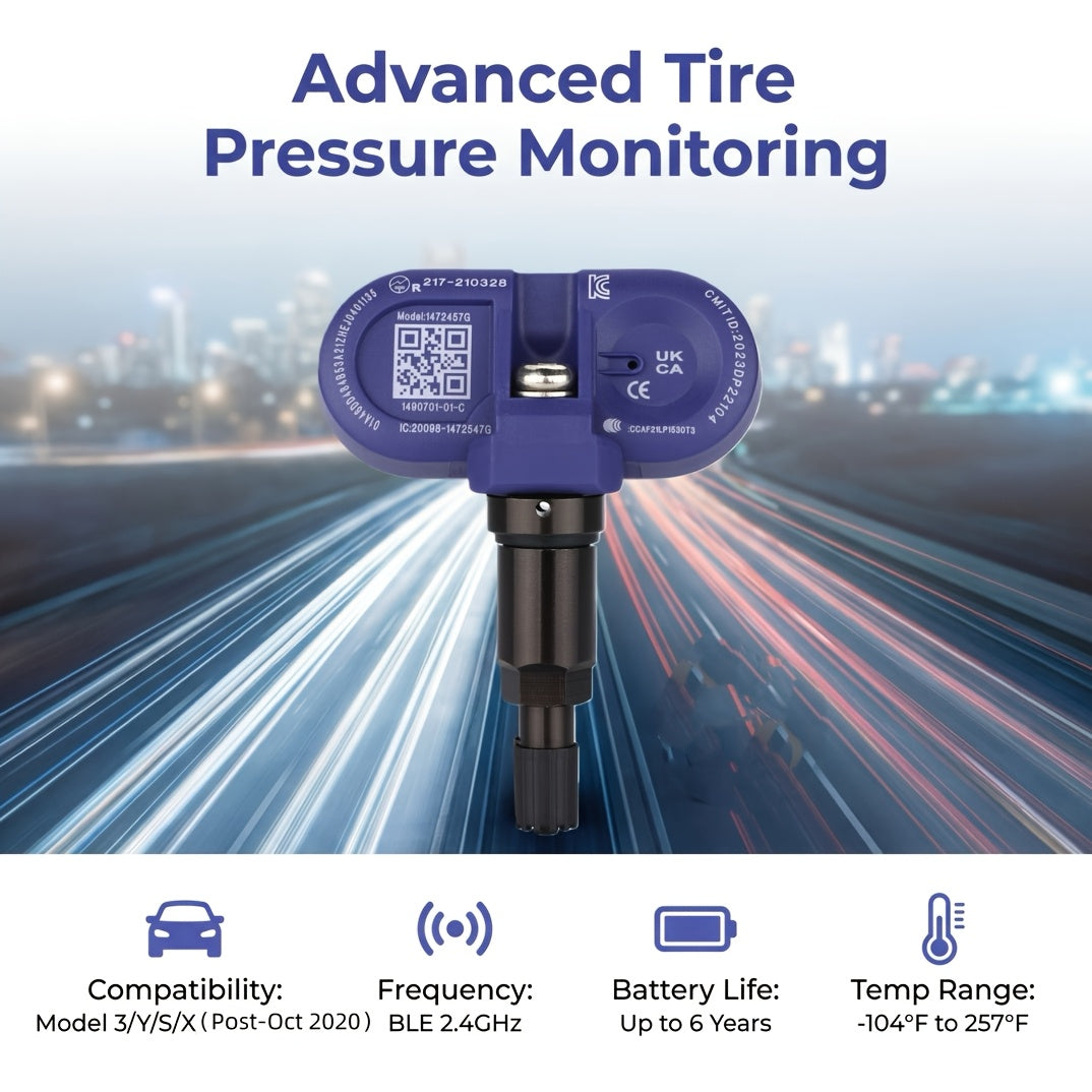BLE 2.4GHz TPMS Sensors for Tesla Model 3/Y/S/X - 4 Pack