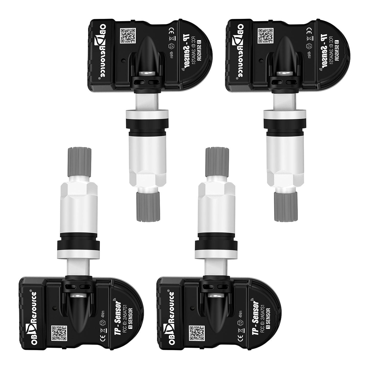 4-Pack Programmable TPMS Sensors 315MHz 433MHz 2-in-1 Fit for Universal Models