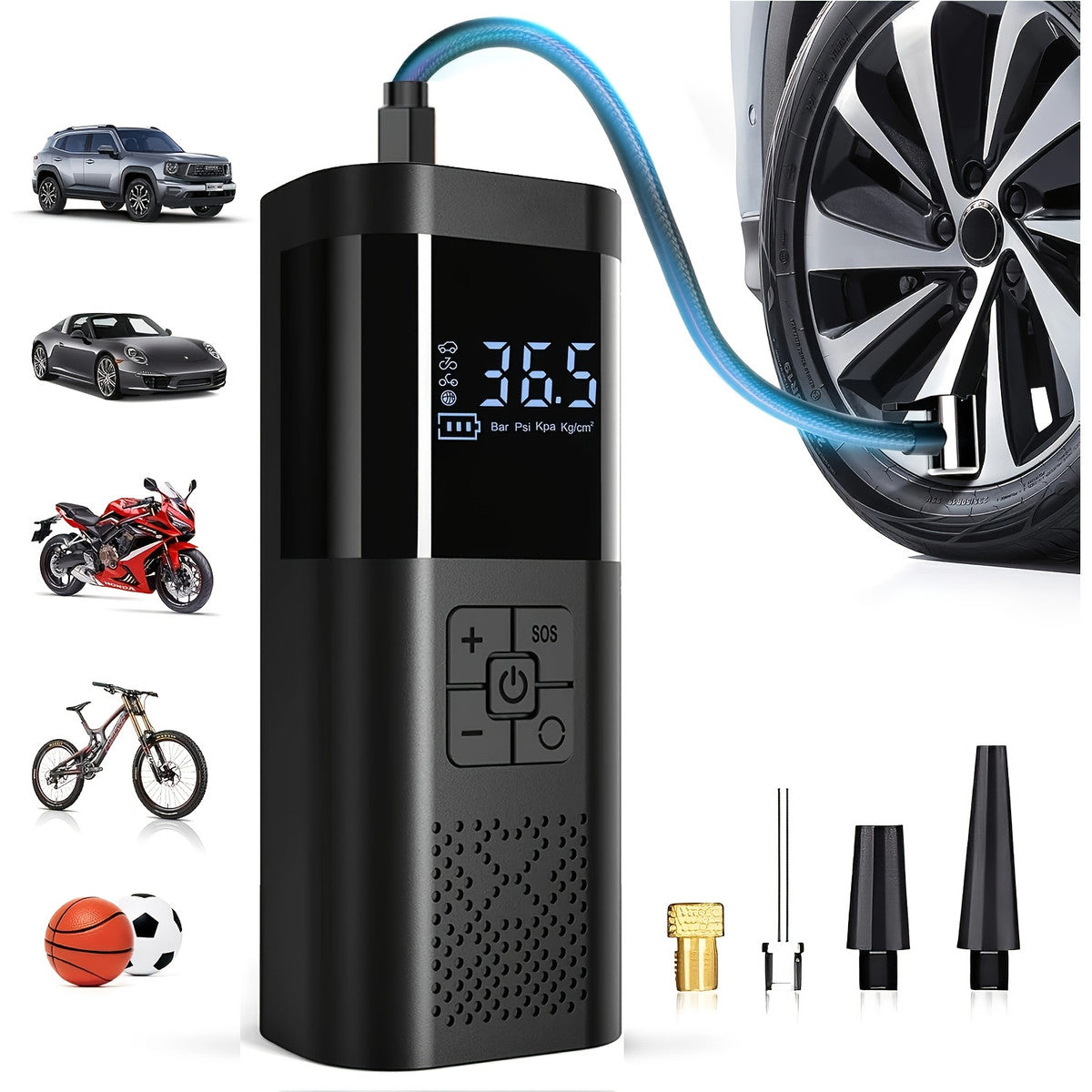 150 PSI Fast Cordless Tire Inflator with Digital Gauge for tire pressure service