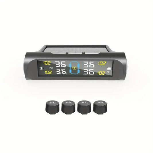 Solar TPMS Monitor with 4 External Sensors for Cars for tire pressure service