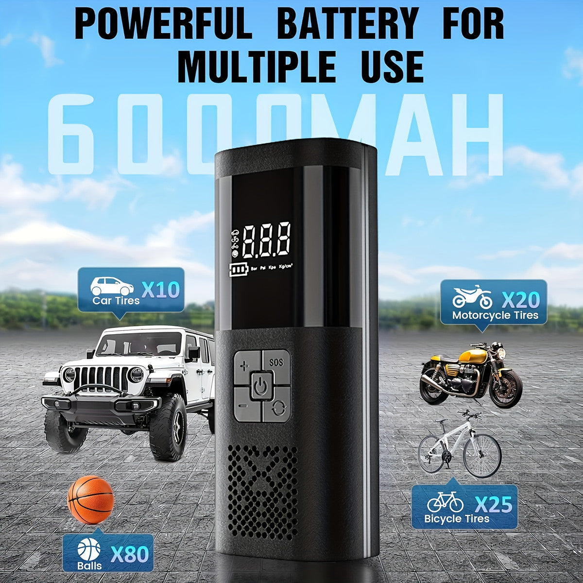 150 PSI Fast Cordless Tire Inflator with Digital Gauge for tire pressure service image 4