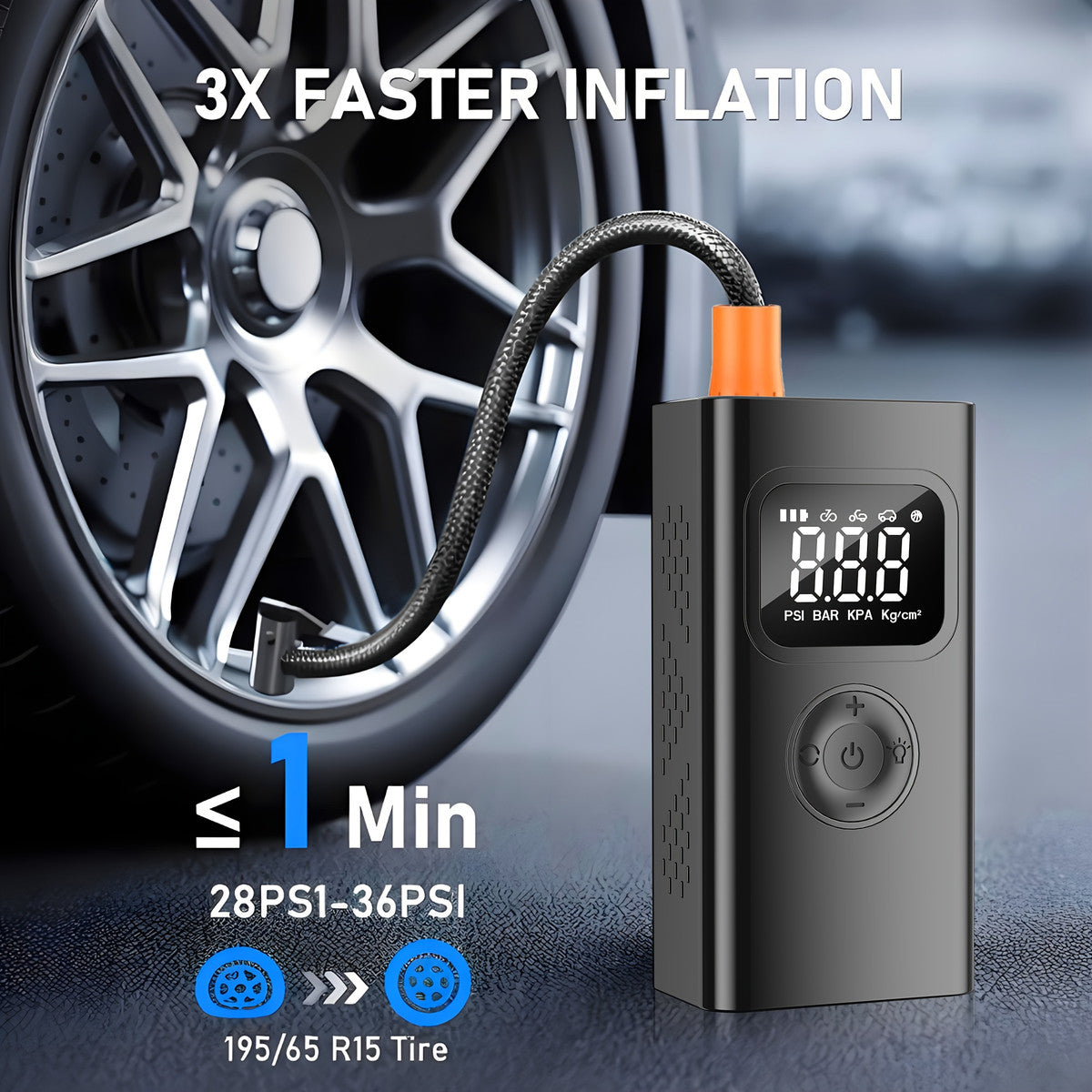 STSCELZ Smart 150 PSI Cordless Tire Inflator Pump for tire pressure service image 2