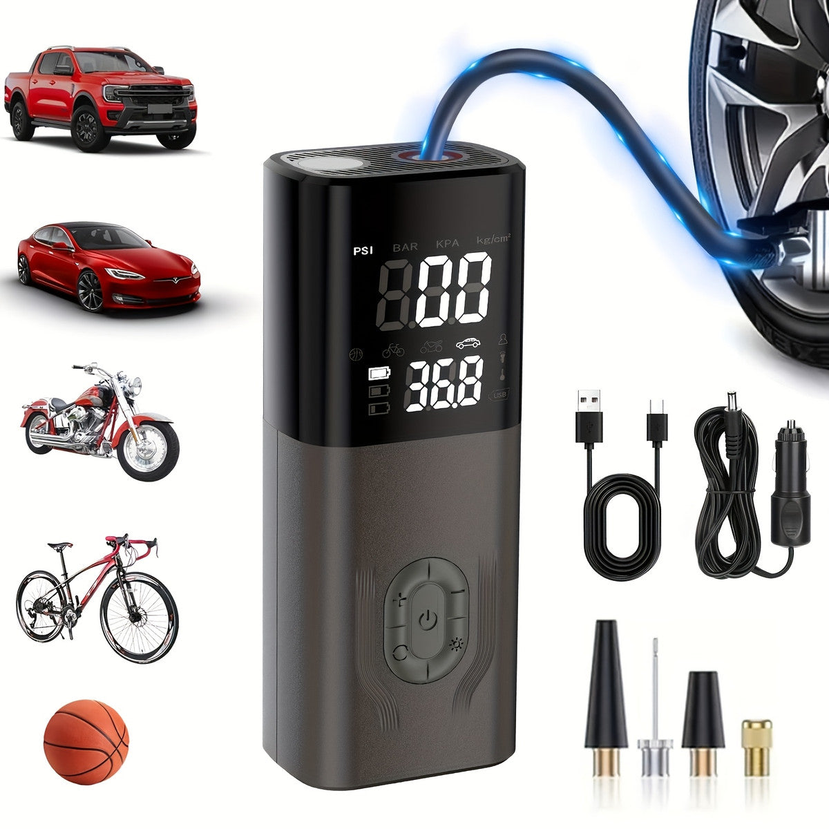 150 PSI Cordless Tire Inflator with 4000mAh Battery for tire pressure service