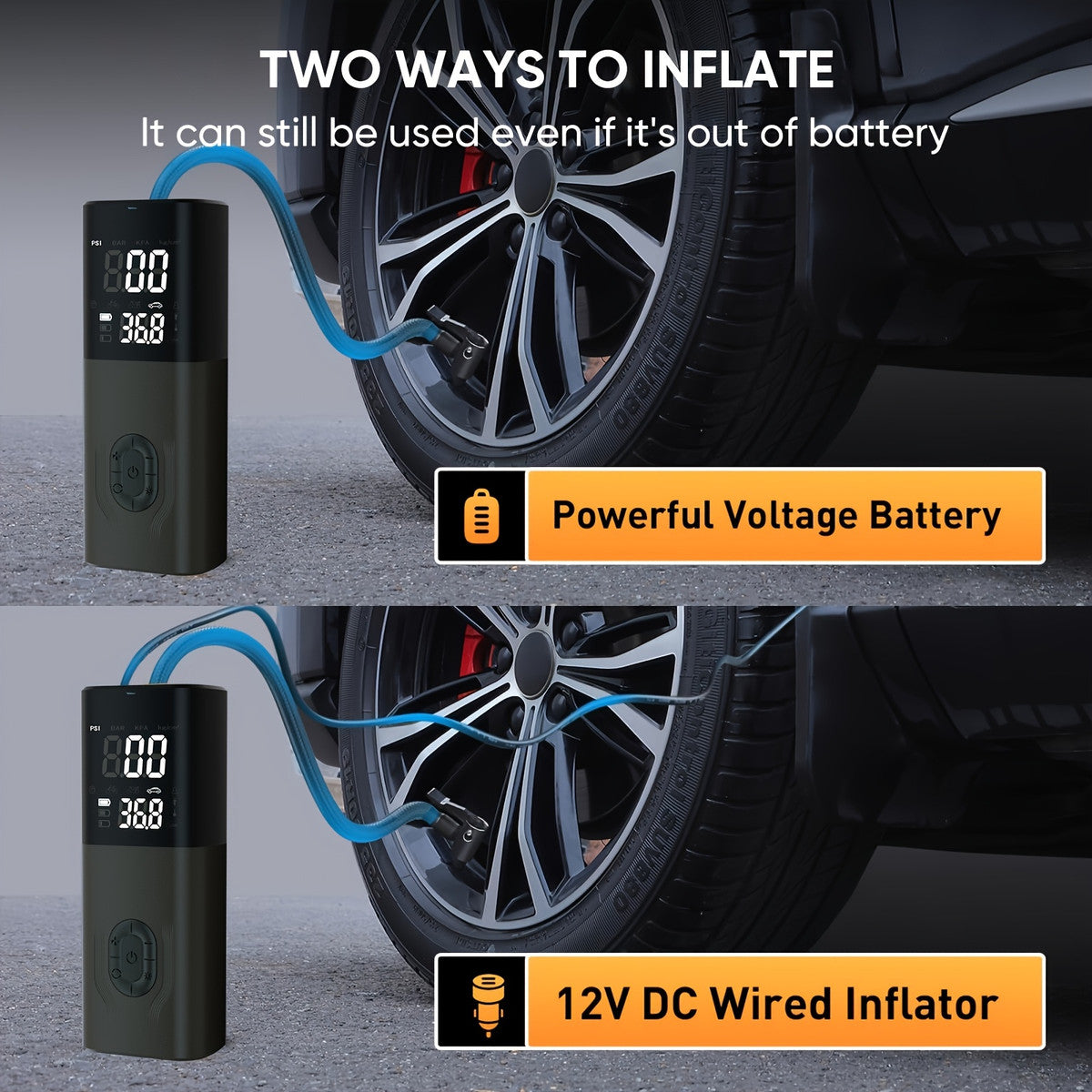 150 PSI Cordless Tire Inflator with 4000mAh Battery for tire pressure service image 2