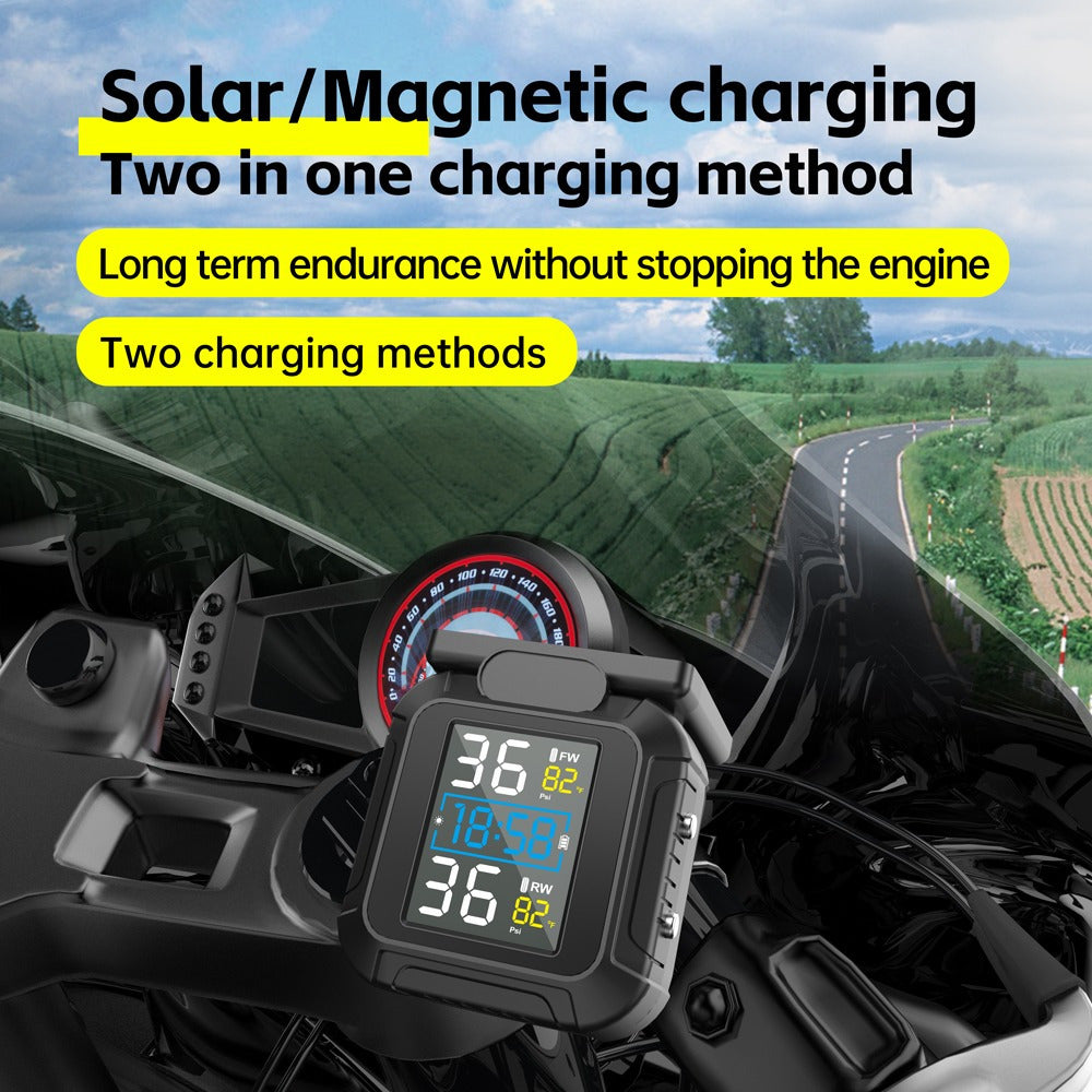 Motorcycle TPMS LCD Monitor with 2 External Sensors for tire pressure monitoring image 2