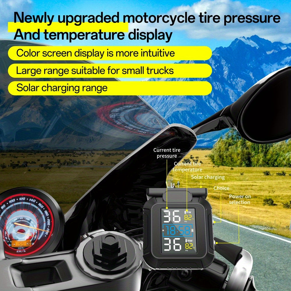 Motorcycle TPMS LCD Monitor with 2 External Sensors for tire pressure monitoring image 3