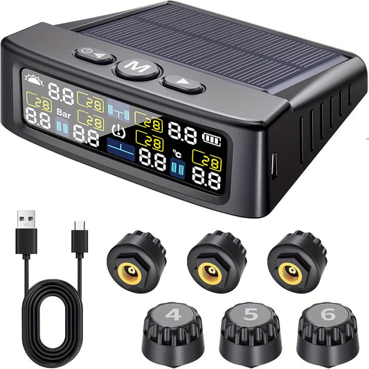 6-Wheel Solar TPMS Monitor Kit with External Sensors for tire pressure service