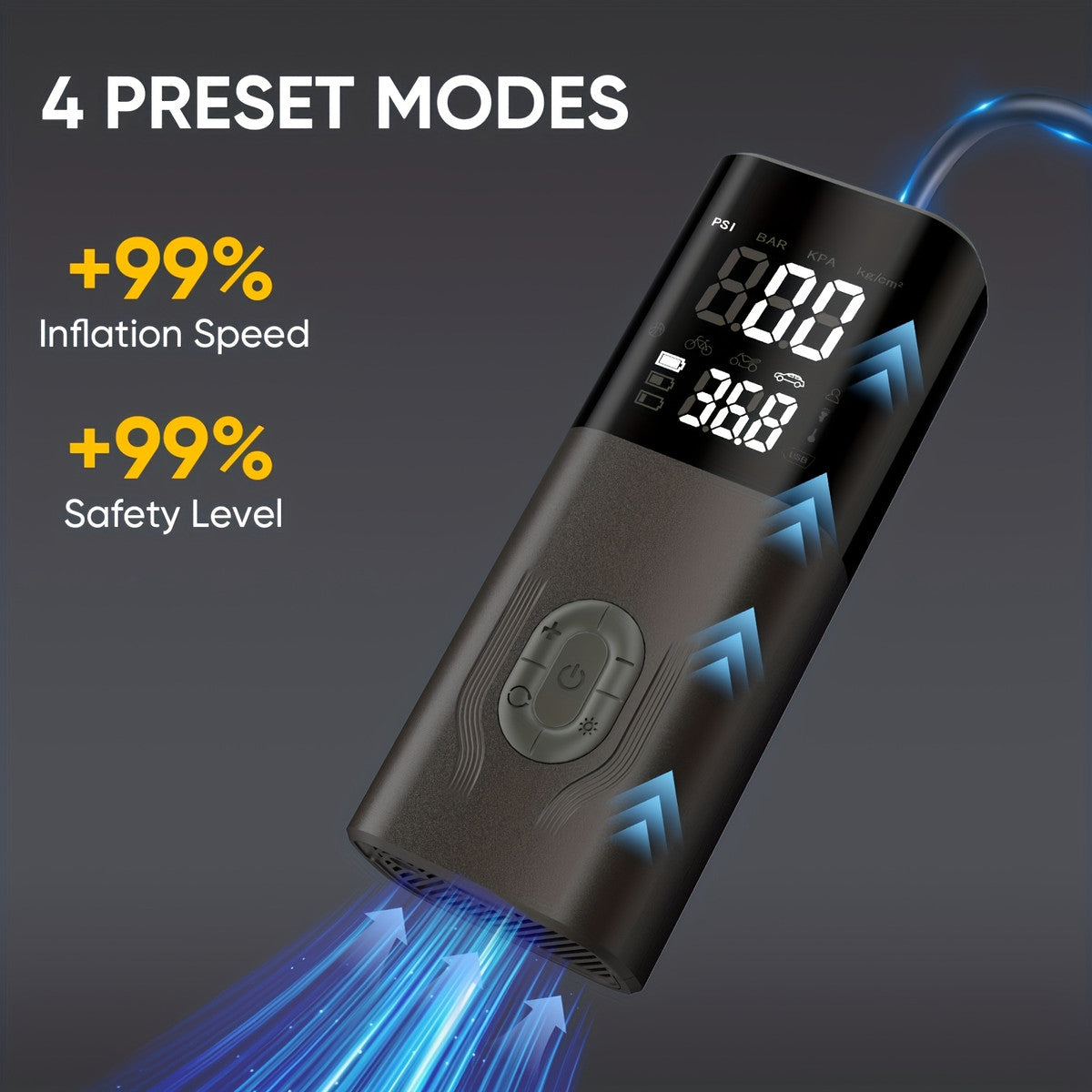 150 PSI Cordless Tire Inflator with 4000mAh Battery for tire pressure service image 5