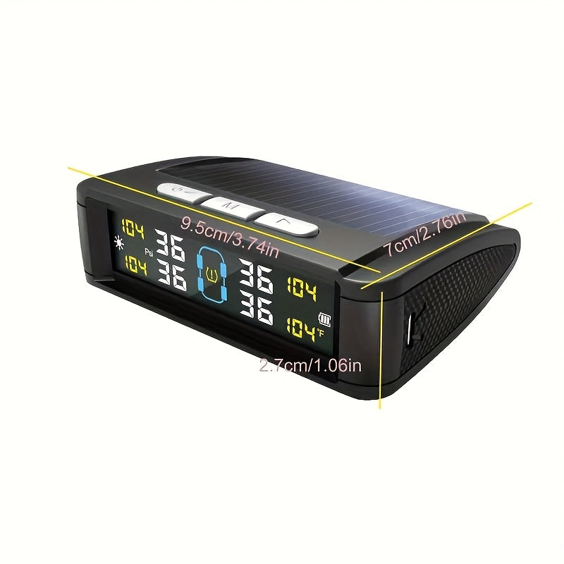 Solar USB TPMS Monitor with 4 External Sensors for tire pressure monitoring image 3
