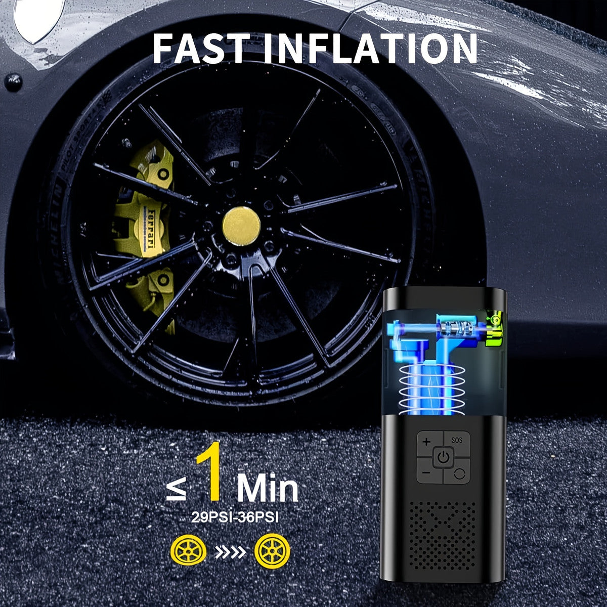 150 PSI Fast Cordless Tire Inflator with Digital Gauge for tire pressure service image 2