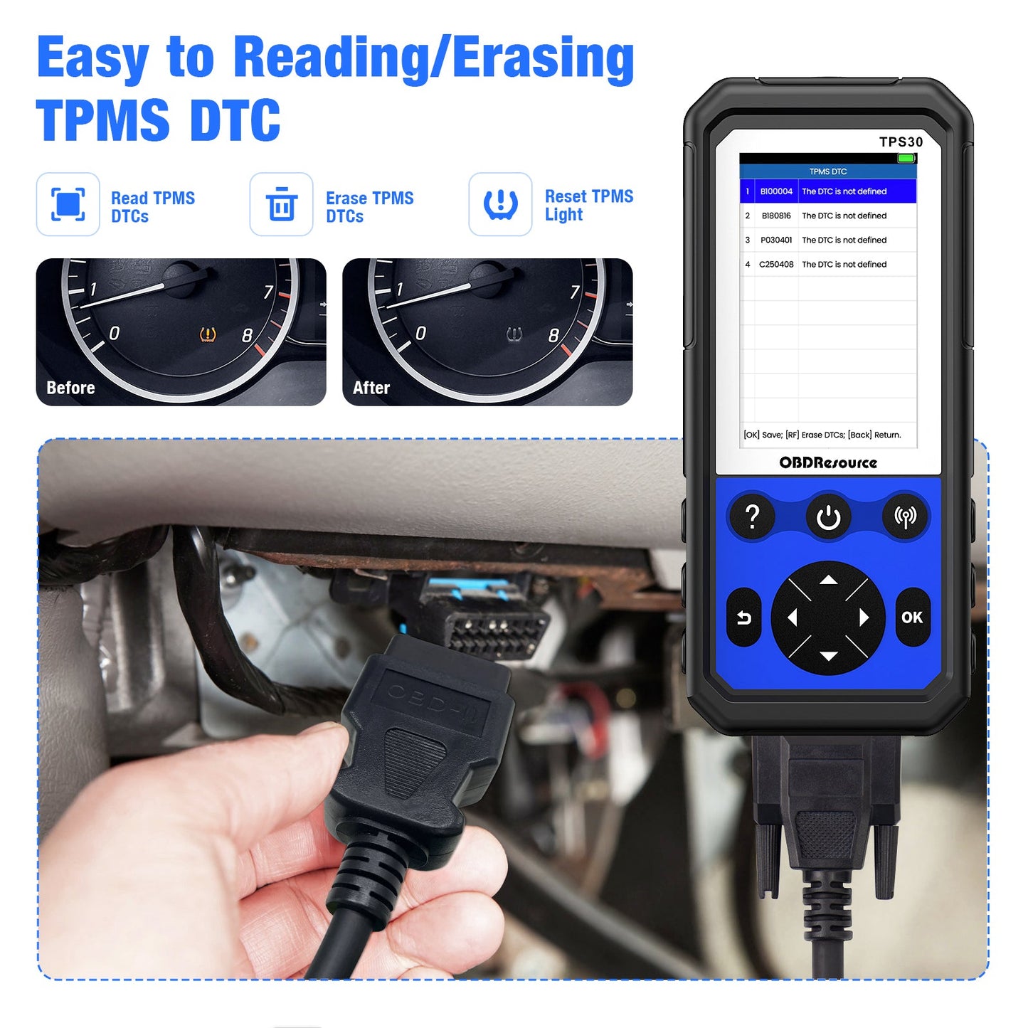 OBDResource TPS30 TPMS Relearn & Programming Tool Kit with 4 Programmable Sensors