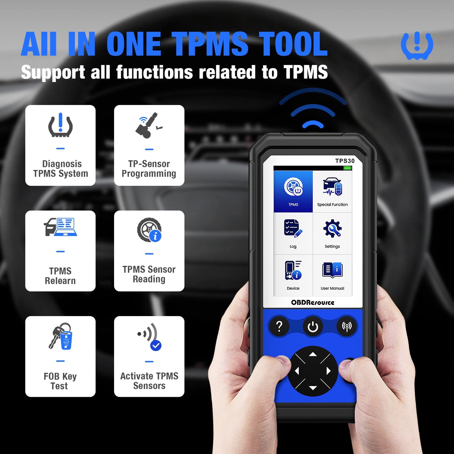 OBDResource TPS30 TPMS Relearn & Programming Tool Kit with 4 Programmable Sensors