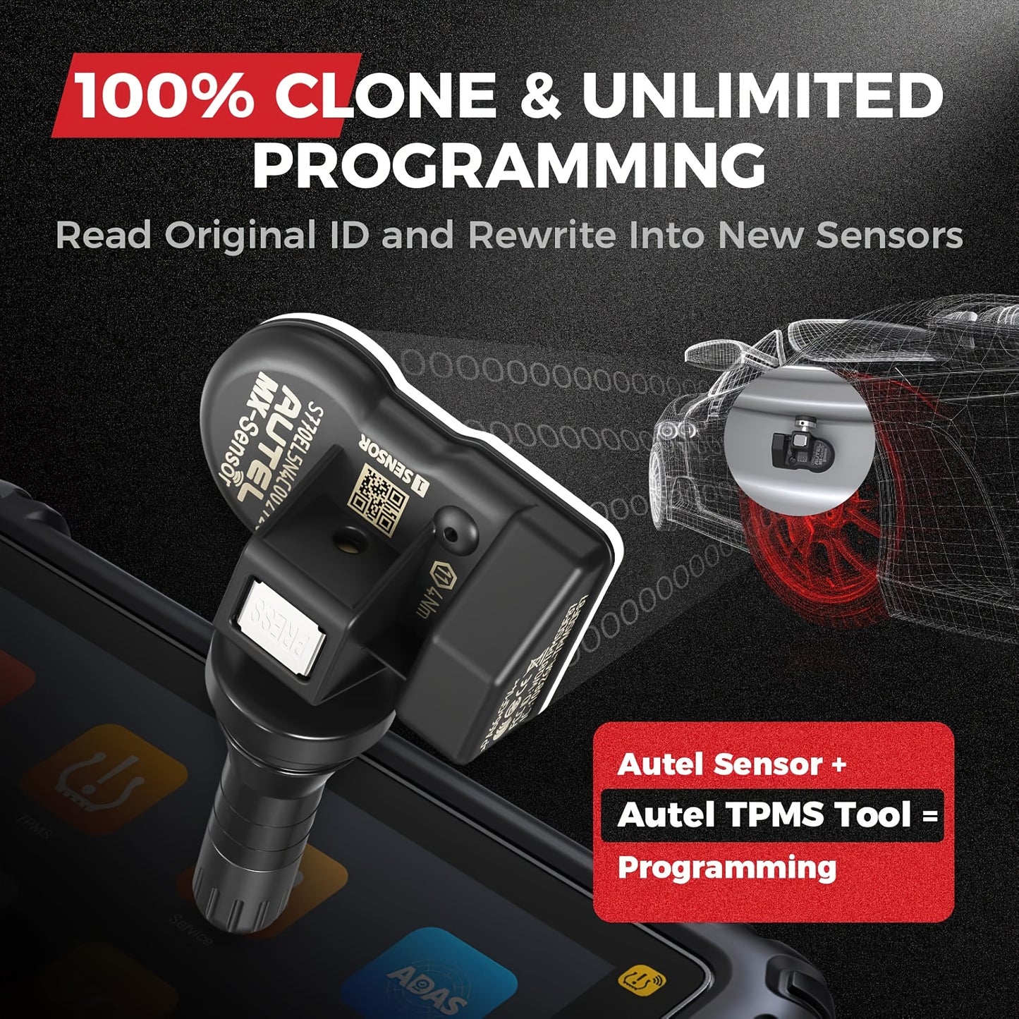 Autel MX-Sensor TPMS Sensors Set of 8 - 315/433 MHz Rubber Stem