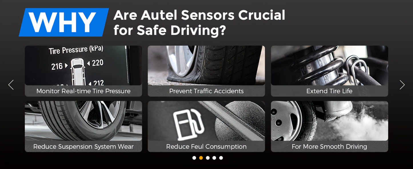 Autel MX-Sensor TPMS Sensors Set of 8 - 315/433 MHz Rubber Stem
