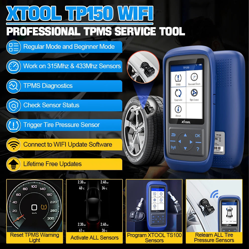 XTOOL TP150 with 4PCS TS100PRO Sensors Metal Version 315/433 2 in 1