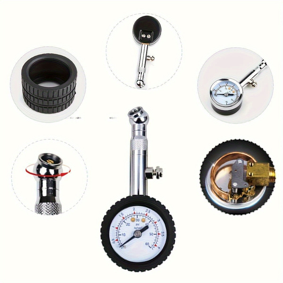Heavy-Duty Analog Tire Pressure Gauge with Deflator for tire pressure service image 3