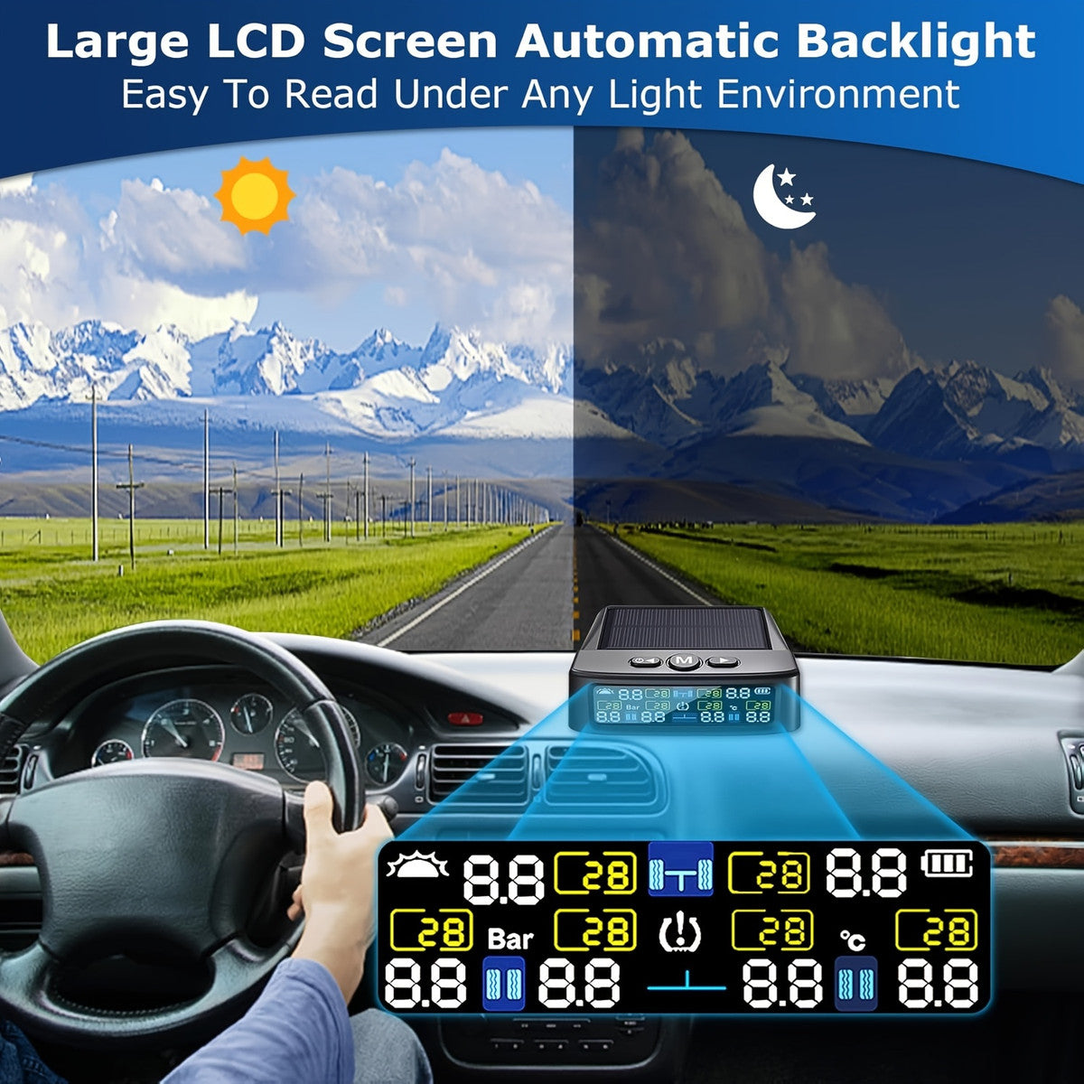 6-Wheel Solar TPMS Monitor Kit with External Sensors for tire pressure service image 3