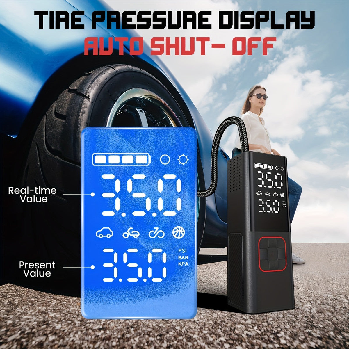20000mAh Cordless Tire Inflator, 160 PSI, 4X Faster for tire pressure service image 2