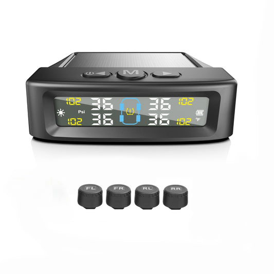 Wireless Solar TPMS Monitor with External Sensors for tire pressure monitoring image 1