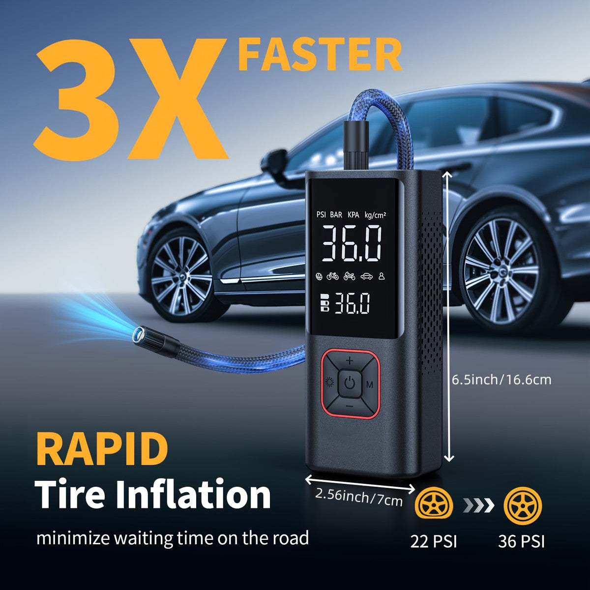 20000mAh Cordless Tire Inflator, 160 PSI, 4X Faster for tire pressure service image 3