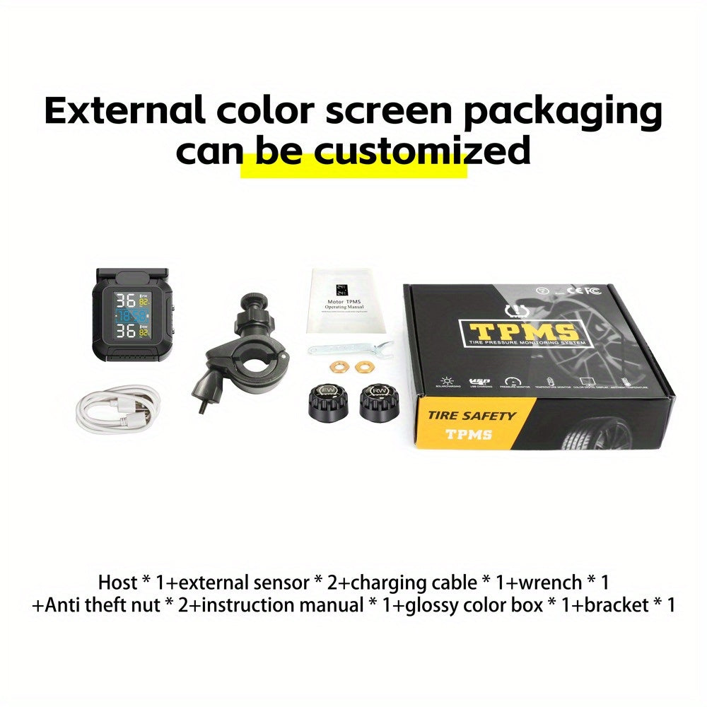 Motorcycle TPMS LCD Monitor with 2 External Sensors for tire pressure monitoring image 4