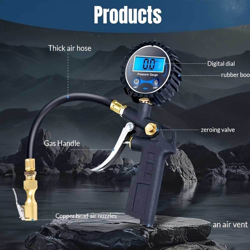 Digital Tire Pressure Gauge & Inflator with 250 PSI Air Chuck