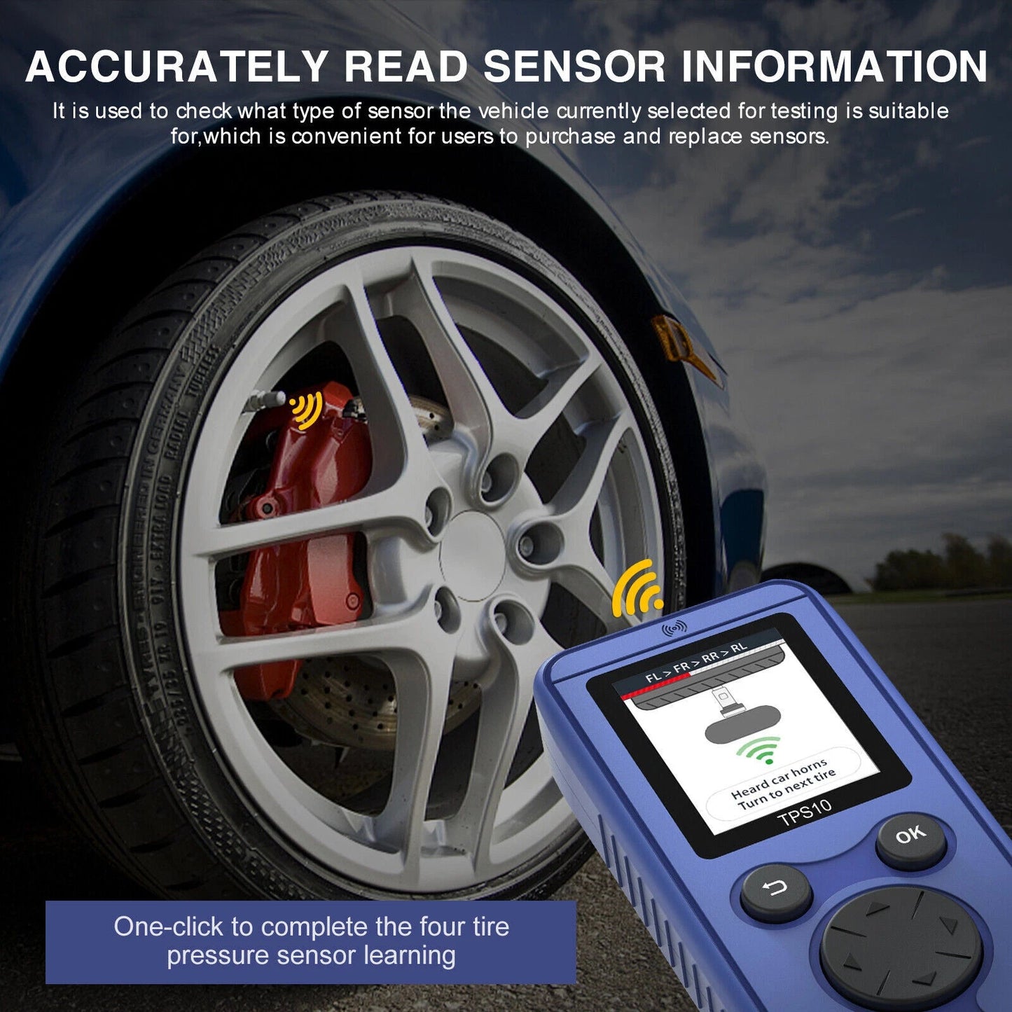 TPS10 Universal TPMS Relearn Tool - Tire Pressure Sensor Activation, Reset & Scan Tool (315/433 MHz)