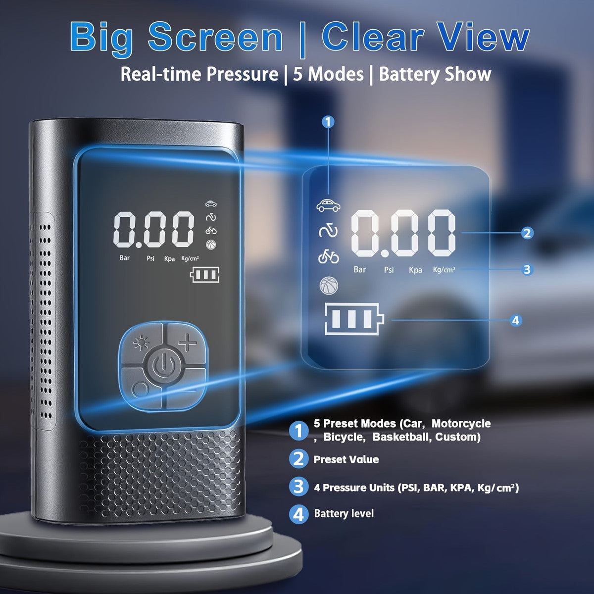Portable Cordless Tire Inflator Air Pump with Digital Display