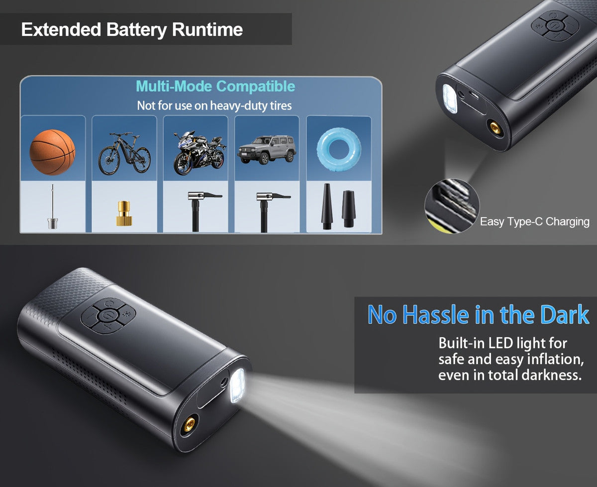 Portable Cordless Tire Inflator Air Pump with Digital Display