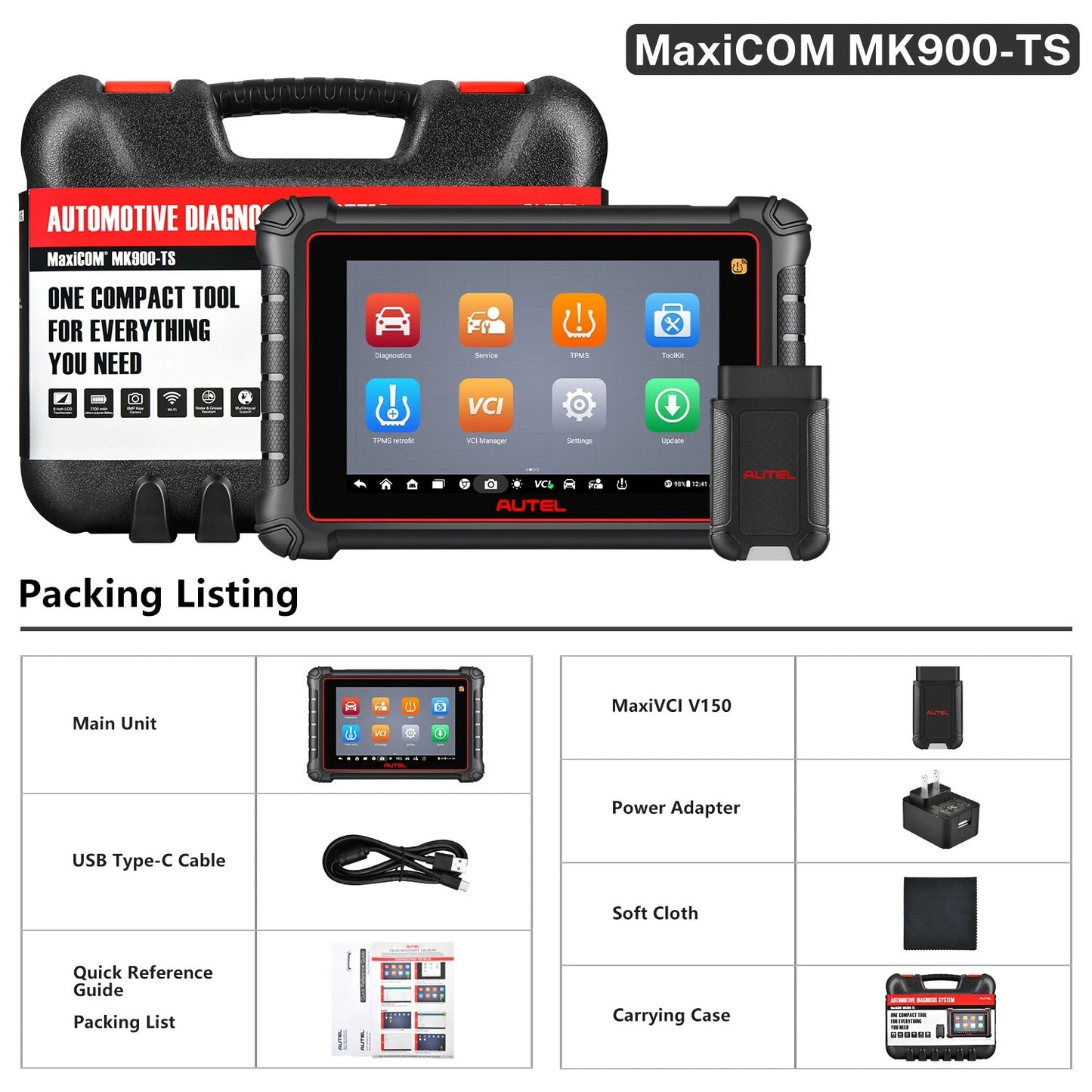 Autel MaxiCOM MK900TS 2026 TPMS Diagnostic & Programming Scanner