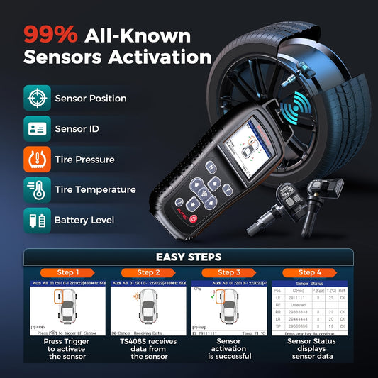 Autel TS408S TPMS relearn and sensor programming tool for tire pressure service