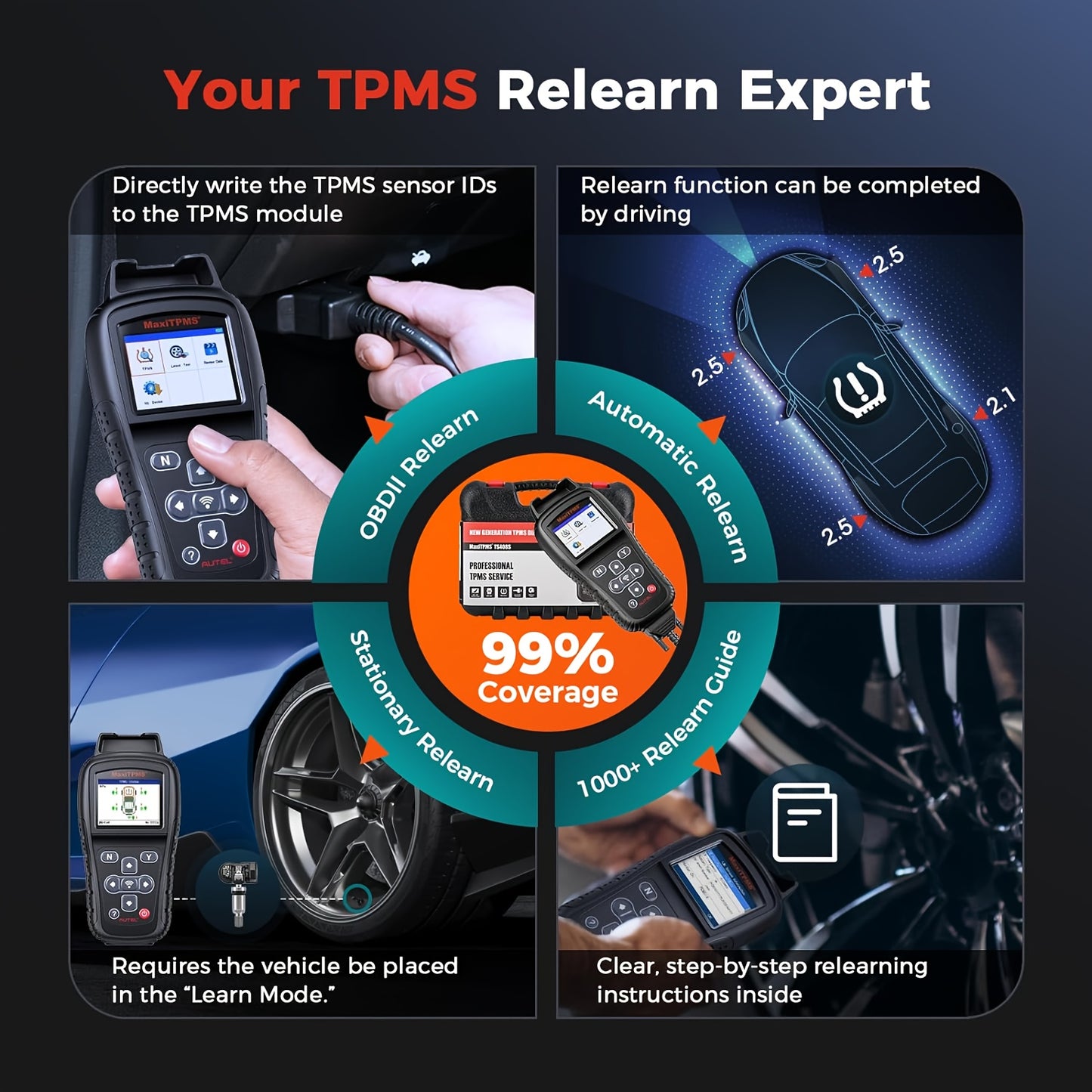 Autel MaxiTPMS TS408S TPMS Relearn & Sensor Programming Tool