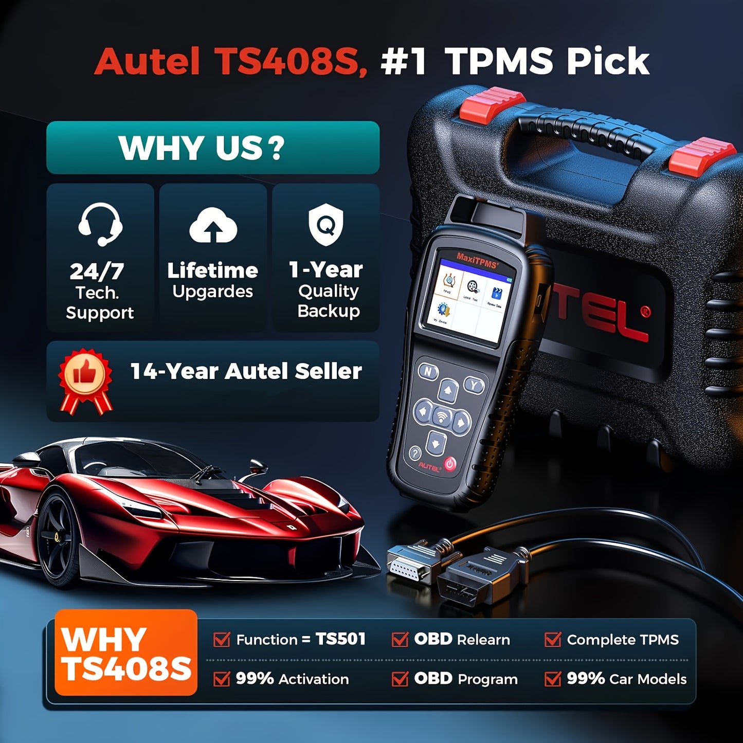 Autel MaxiTPMS TS408S TPMS Relearn & Sensor Programming Tool
